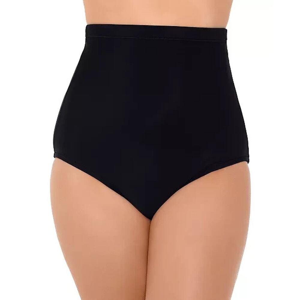 Swim Solutions Ultra High-Waist Swim Bottoms, Black, Size 10 2444